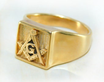 Masonic Ring, Freemason Ring, Gold Ring Men, Masonic Jewelry, Templar Ring, Gold Ring 14K, Sovereign Ring, Knights Ring, Father's Day Gift