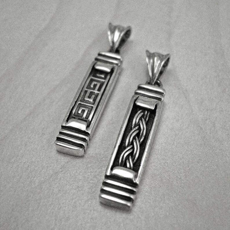Silver Necklace Men Greek Key Necklace Silver Necklace Men Etsy