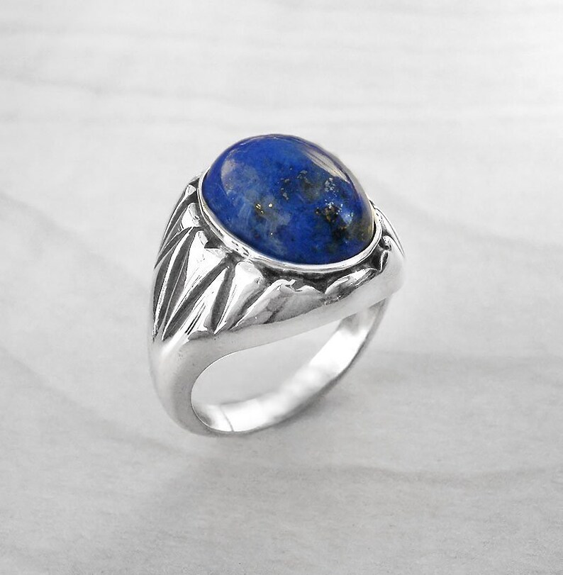 Lapis Ring Silver Men Ring Silver Gift For Him Lapis Etsy