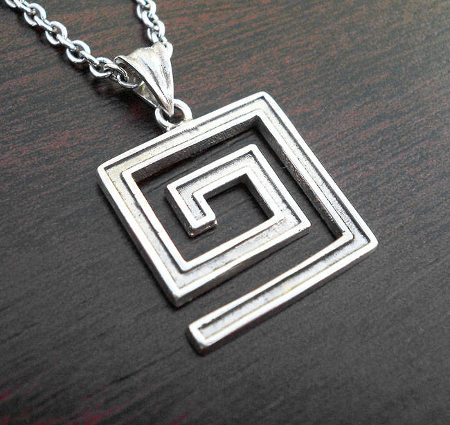 Greek Key Necklace Silver Men Pendant Greek Symbol Greek Etsy