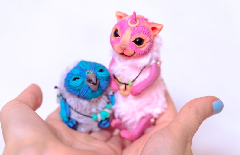 Eule Miniatur Puppe. Ooak Kunst Puppe Eule. Fantasy Tier
