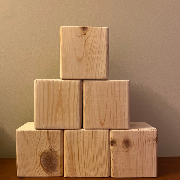Wood Block 3.5x3.5x3.5" Solid Square Cube Blocks | Blank Wood Block | Craft Blocks | DIY Baby Block | Wood Art Block | Paintable Block