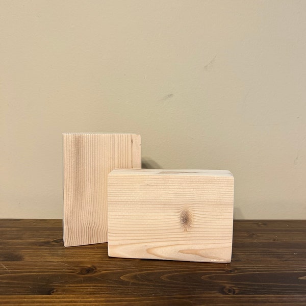 3.5x5x1.5" Rectangle Solid Wood Craft Block Natural Cut and Sanded