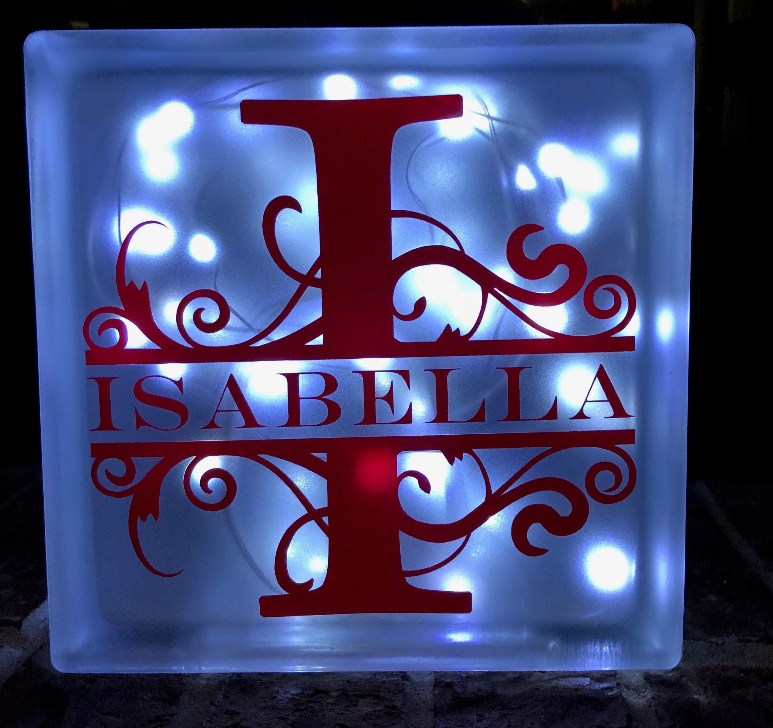 Personalized 8 Frosted Glass Block Light Light Block Night Etsy