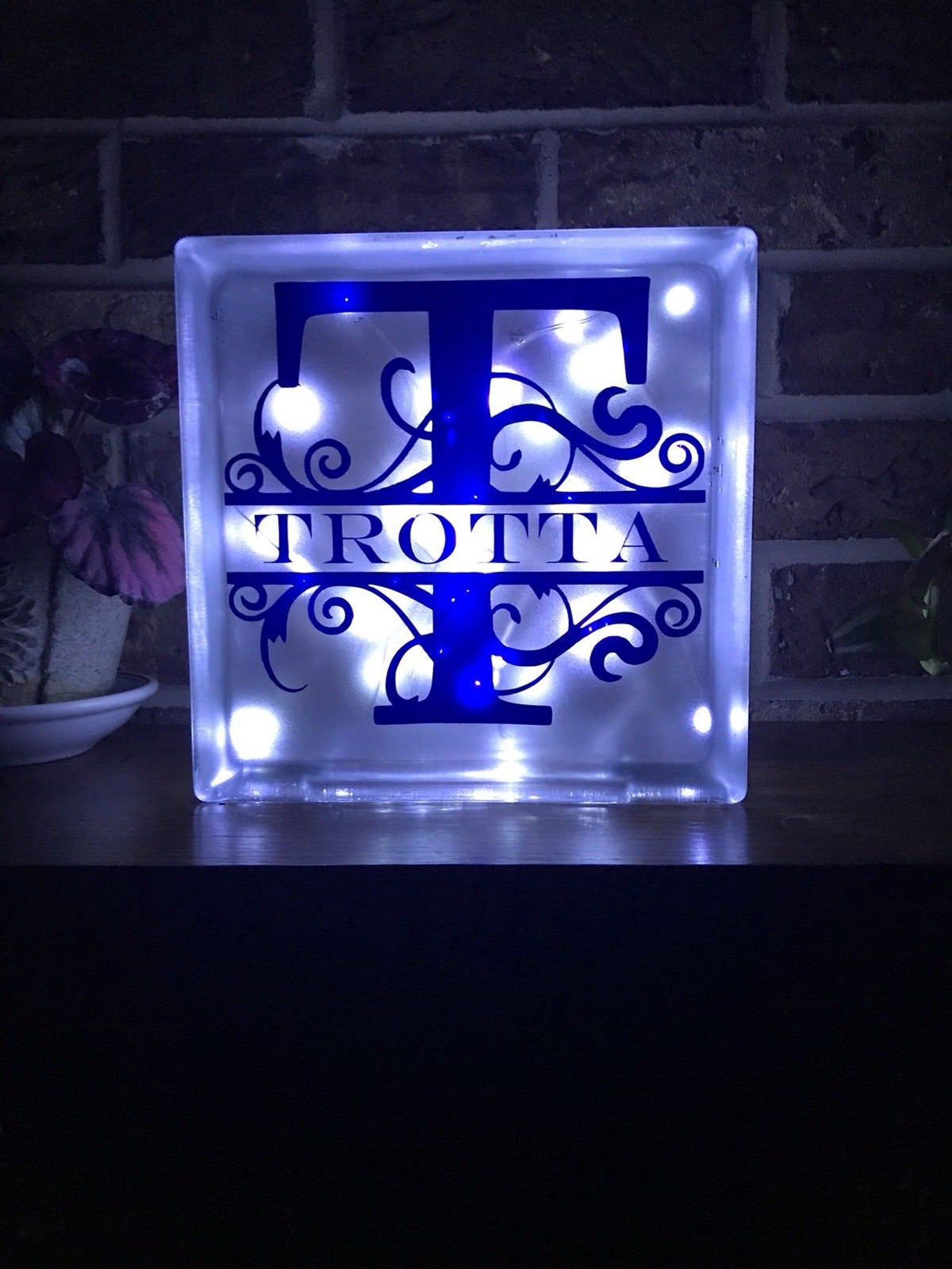 Personalized 8 Frosted Glass Block Light Light Block Night Etsy