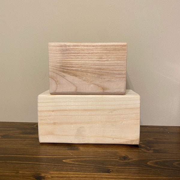 3.5" Solid Wood Rectangle Craft Blocks Natural Cut and Sanded