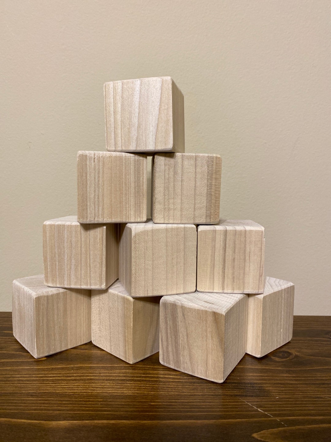 2 Solid Wood Craft Blocks Natural Cut and Sanded Etsy