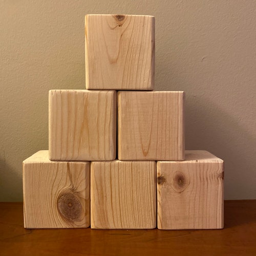 2 Solid Wood Craft Blocks Natural Cut and Sanded Etsy