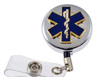 Star of Life EMS EMT Retractable ID Card Holder Badge Reel