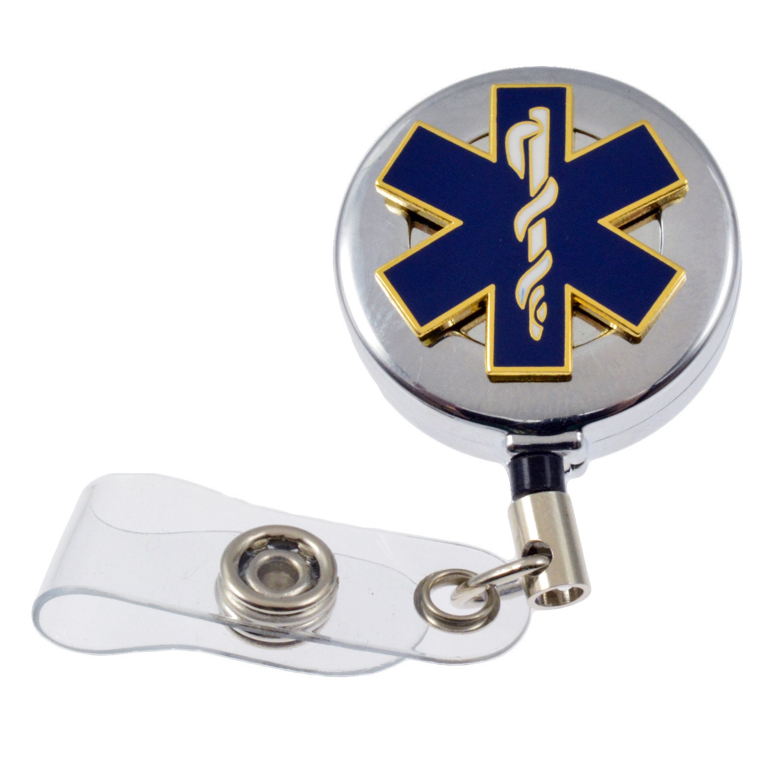 Star of Life EMS EMT Retractable ID Card Holder Badge Reel 