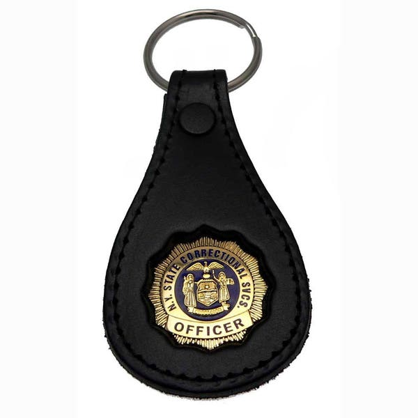 NY New York Corrections Officer DOCCS Mini Badge Leather Key ring FOB