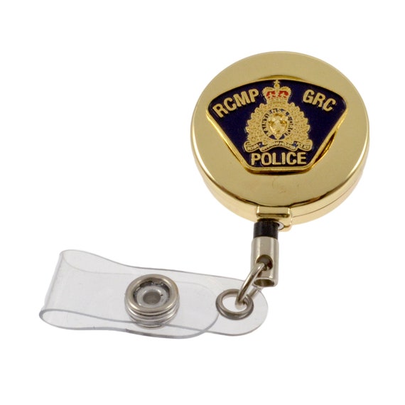 RCMP GRC Royal Canadian Mounted Police Patch Retractable Security ID Card Holder Reel