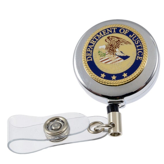 DOJ Justice Department Seal Retractable ID Card Holder Badge Reel