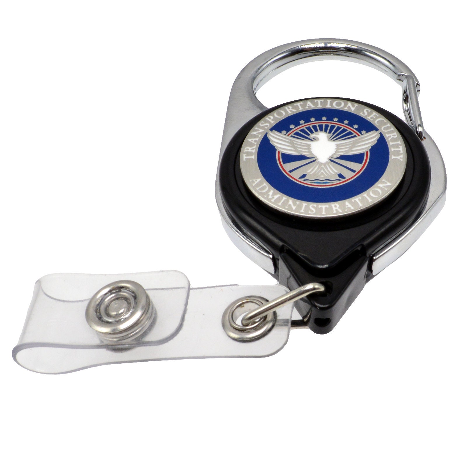 TSA Officer Patch Carabiner Retractable Badge Reel ID Holder Key