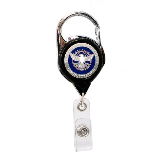 TSA Officer Patch Carabiner Retractable Badge Reel ID Holder Key-Bak Black