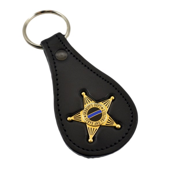 Sheriff 5 PT Star Mini Badge Leather Keyring Key Holder FOB Law Enforcement TBL