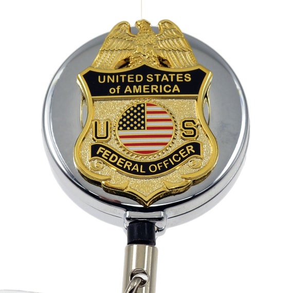 Police Officer Pink Mini Badge Retractable ID Holder Badge Reel (Silver)