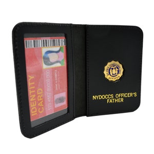Perfect Fit NYDOC Abzeichen-Geldbörse Aus Leder – Schwarz, Doppelfaltung, Für NY Corrections Officer