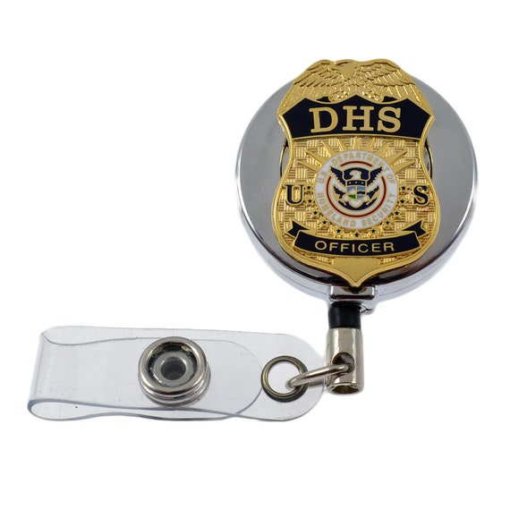 DHS Officer Badge Reel Retractable Security ID PIV Card Holder