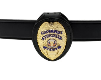 Fugitive Recovery Agent Badge with Belt Clip Neck Holder Chain