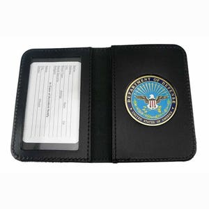 DOD Department of Defense Medallion Leather ID Card Contractor License Credit Holder