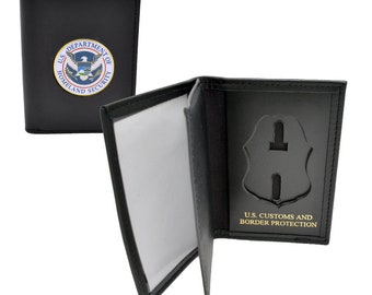 Estuche para insignias y credenciales de oficial de aduanas de USCBP - Medallón del DHS - Impresión de USCBP