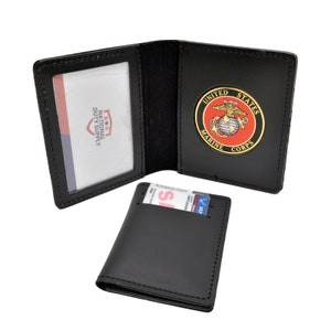 US Marine Corps CAC Card Carrier Credit Card Case - Outside Credit Card Slots - USMC Medallion