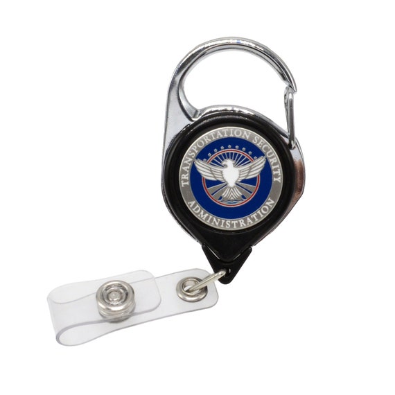 TSA Officer Patch Carabiner Retractable Badge Reel ID Holder Key-bak Black  