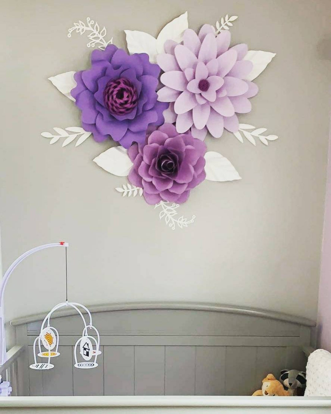 Paper Flowers for Nursery Wall Set of 3 Large Custom Paper Etsy