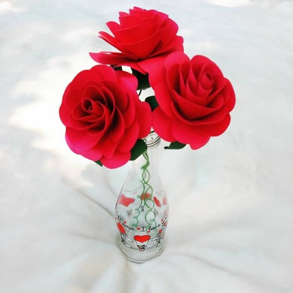 Red Rose Flower Arrangement I Love You Gift Anniversary Etsy
