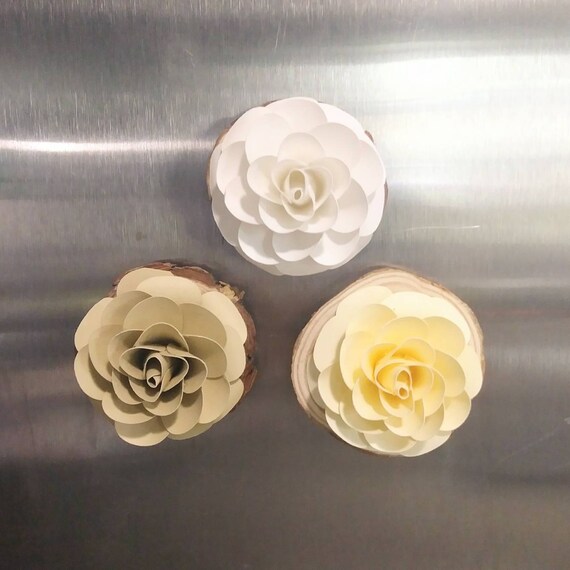 Neutral Rose Magnet Wood Magnet Paper Flower Rose Rose 