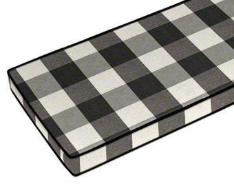 black and white buffalo check bench cushion