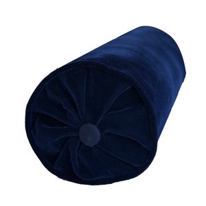 Bolster designer velvet navy midnight blue Pillow Cover All Size Available cushion button tufted side lumbar piping