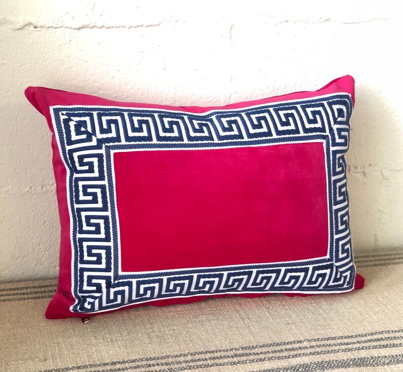 Pink Fuschia Designer Velvet Pillow Cover Navy Blue White Etsy