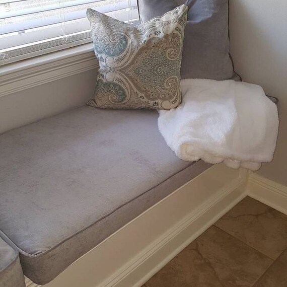 Designer Bench Cushion Cover Soft Medium Grey Velvet Fabric Wt Etsy