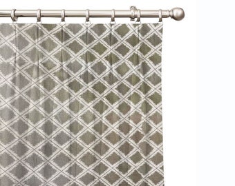Designer Pinch Pleat jacquard curtain Fabric Kravet taupe beige off white  Panel designer diamond Window treatment