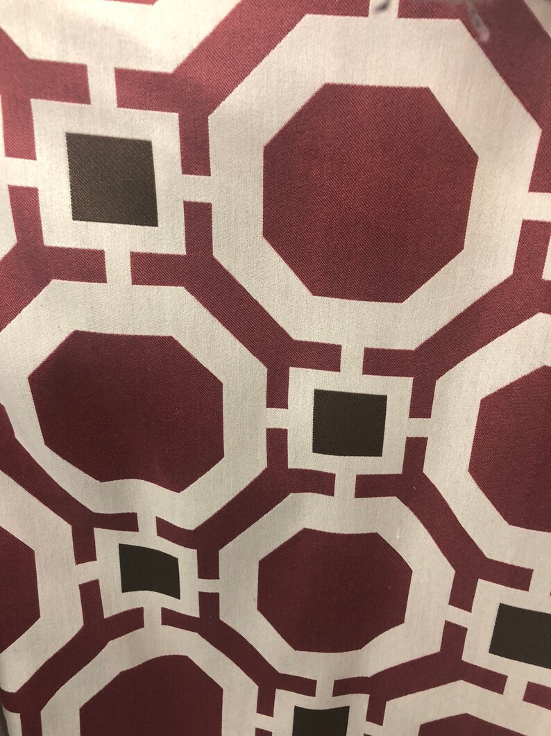 Designer Fabric Fretwork Black White Burgundy Wine Red Etsy