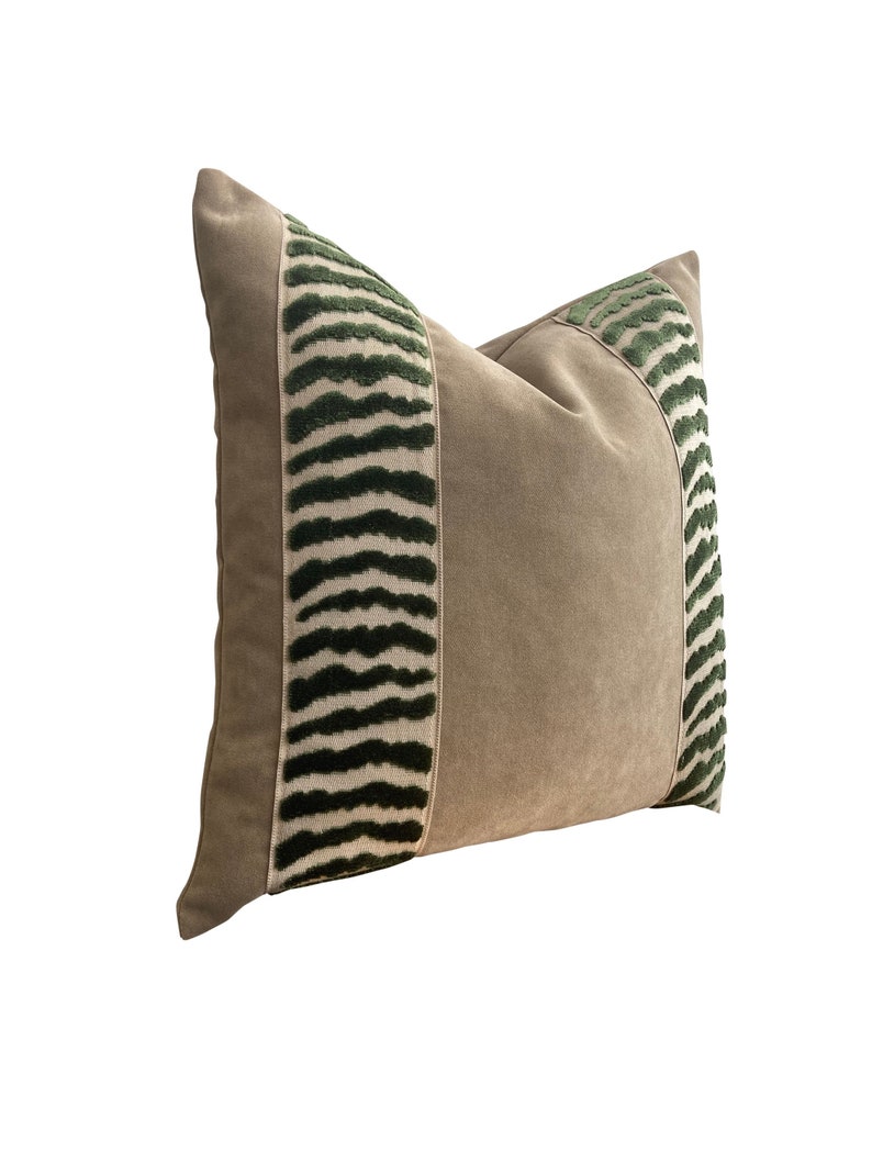Camel Velvet Pillow Cover Nude Velvet & Hunter Green Zebra Etsy