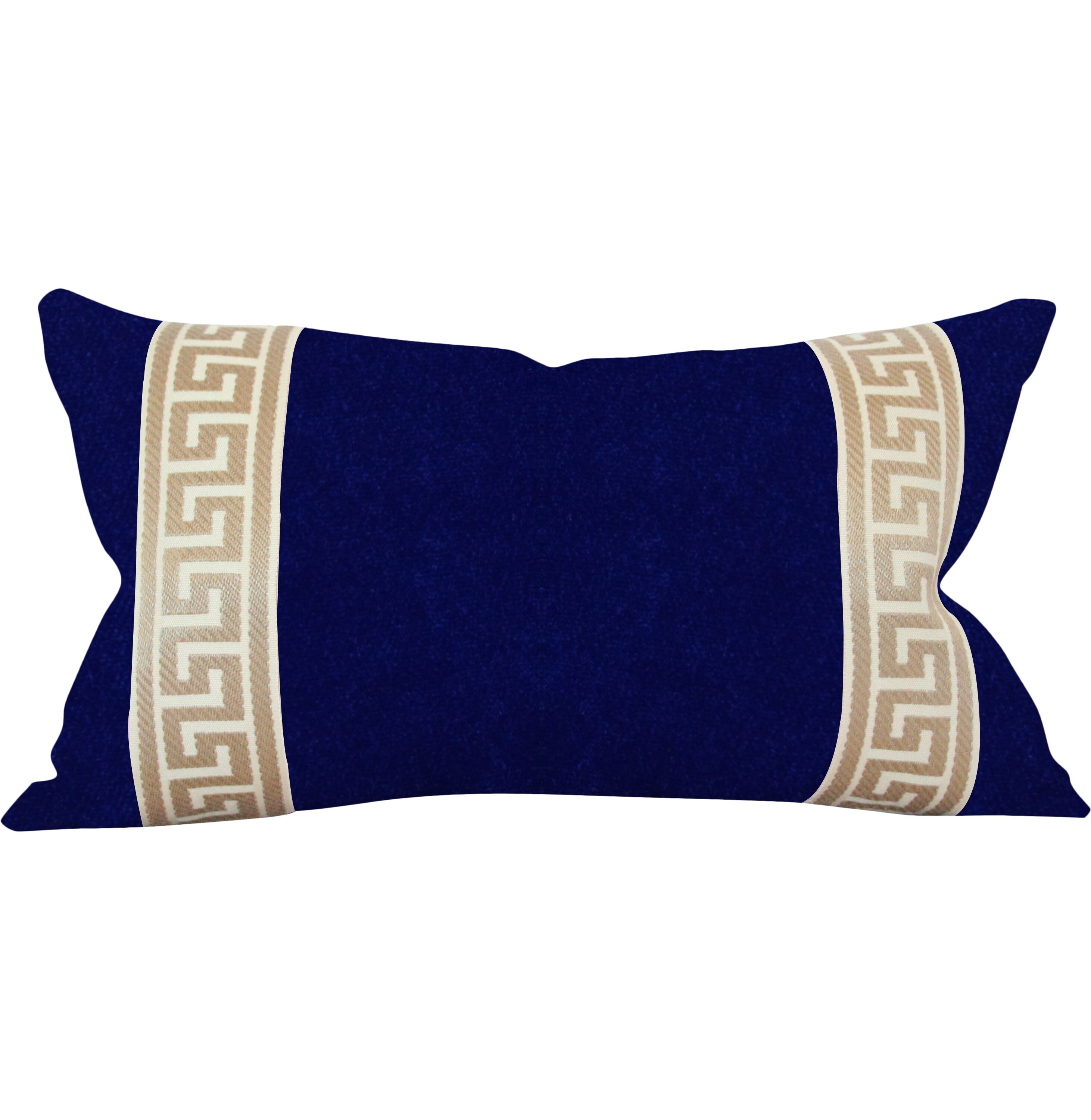 Designer Velvet throw Pillow Cover navy blue Cream Greek key Etsy
