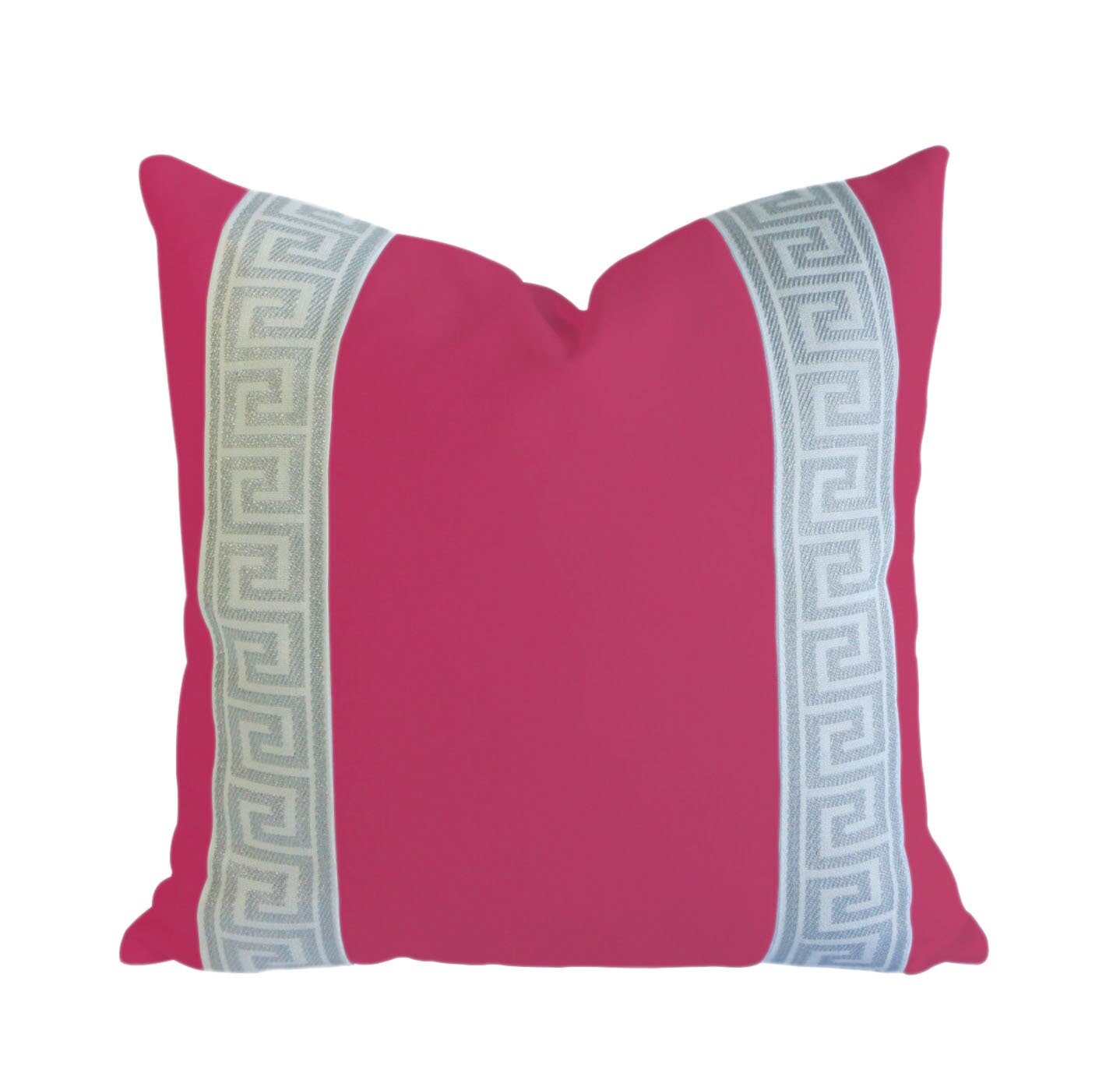 Hot Pink Designer Velvet Pillow Cover Grey White Greek key Etsy