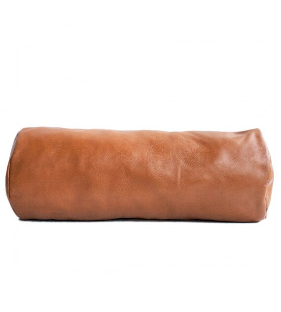 Designer Bolster Vegan Leather Cognac Pillow Cover All Size Etsy