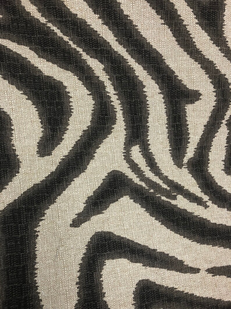 Designer Fabric Yard animal print zebra tone on tone brown chocolate and beige drapery Craft upholstery bedding pillow draperie