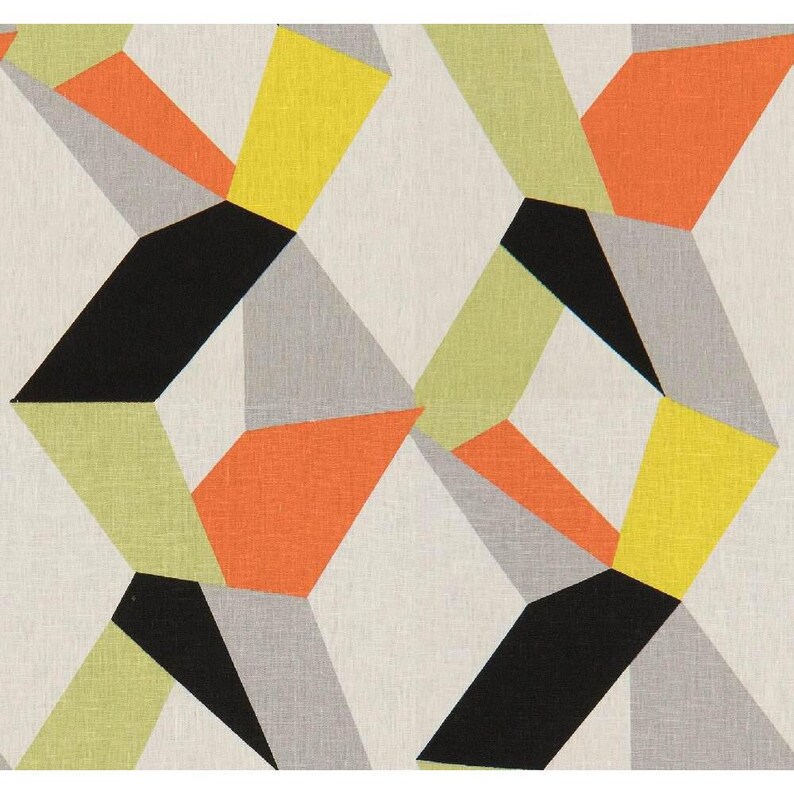 Kravet Urbantwist Jazz 411 geometric 100/% linen white apple green yellow orange black Designer Fabric by The Yard drapery Craft upholste