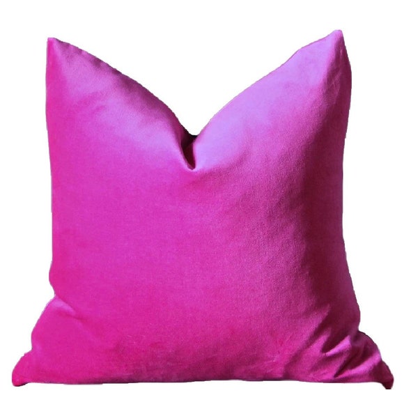 HOT PINK Designer Velvet Pillow Cover decorative All Sizes Available 16" 18" 20" 24” Euro 24” high end