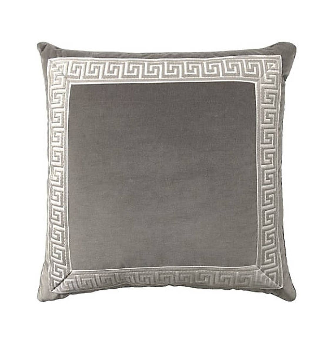 Charcoal Grey Designer Velvet Pillow Cover Grey White Greek Etsy