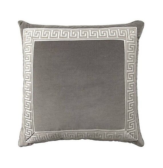 Charcoal Grey Designer Velvet Pillow Cover Grey White Greek - Etsy