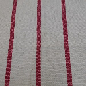 Tessuto The Yard Lino Cotone Tela a righe Francese Campagna Fattoria Beige naturale Vino rosso Tendaggi Artigianato Tappezzeria Biancheria da letto Sacco di grano