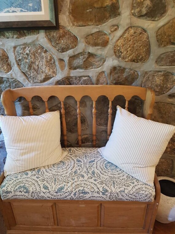 Designer Bench Cushion Cover Kravet Fabric Blue Taupe Beige Wt Etsy