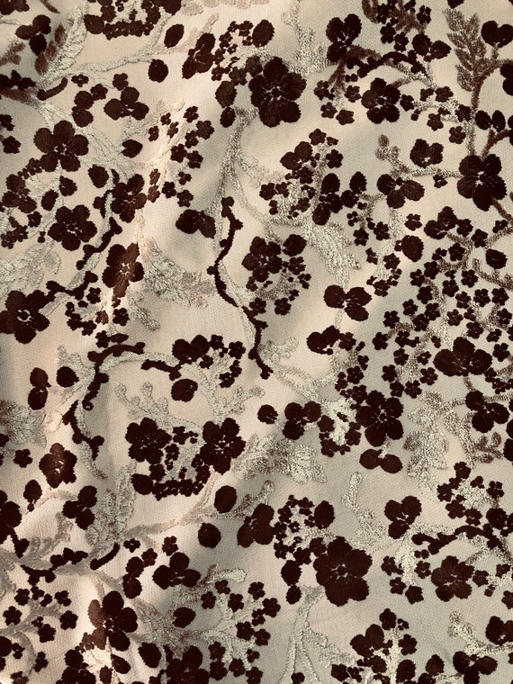 Italian Cut Cream Floral Burnout Velvet fabric By the yard pillows curtains