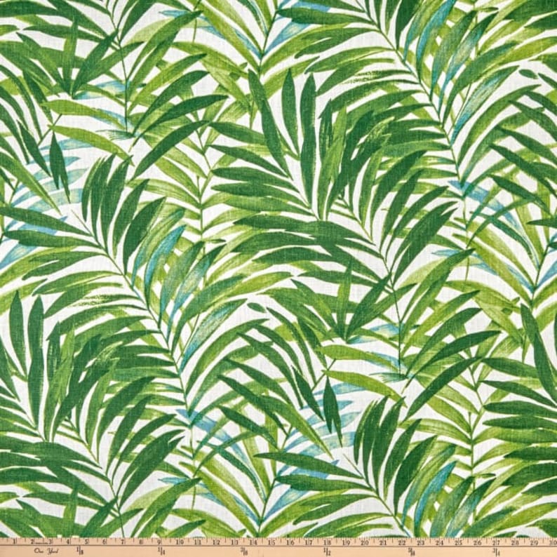 Drapery Upholstery Fabric 100/% Cotton Duck Tropical Leaves Linen